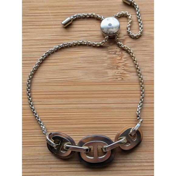 Michael Kors Adjustable Chain Link Slider Boho Maritime Gold Tone Bracelet - Picture 7 of 7